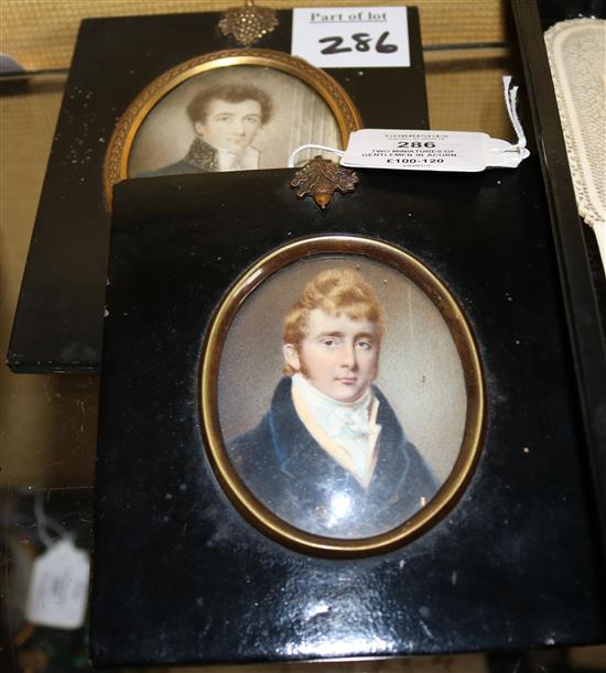 Two miniatures of gentlemen in acorn frames